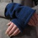 Fingerless long blue wool gloves