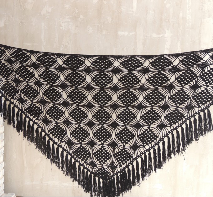 Crochet black shawl wrap